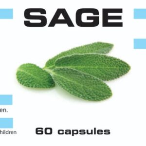 Sage, the natural option for woman - health. Ease the symptoms of menopause. Assists in relieving hot flashes. Extremely effective for supporting and harmonizing estrogen balance. Beneficial if you are struggling with PMS or  irregular cycles. 60 capsules.