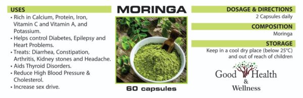 Moringa, often referred to as the "miracle tree," is renowned for its nutritional and medicinal properties. It has a list of health beneficials for you.Comes in a container with 60 capsules.